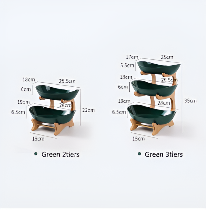 Houten Fruitmand met Meerdere Niveaus - Moderne Fruitschaal