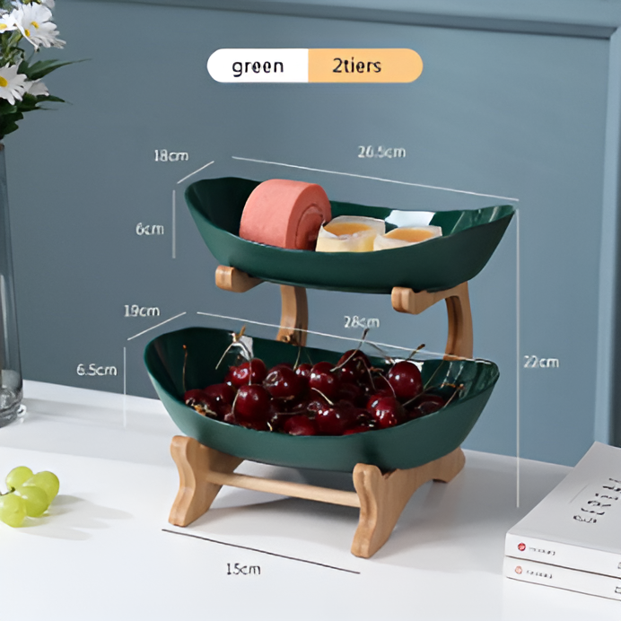 Houten Fruitmand met Meerdere Niveaus - Moderne Fruitschaal