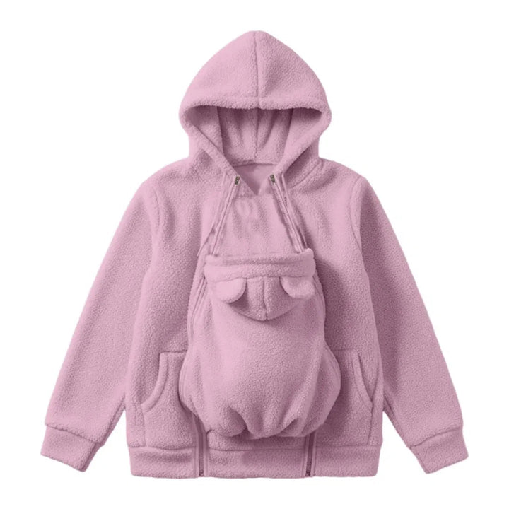 Gezellige sherpa-fleecehoodie met afneembaar ritsinzetstuk als babydrager