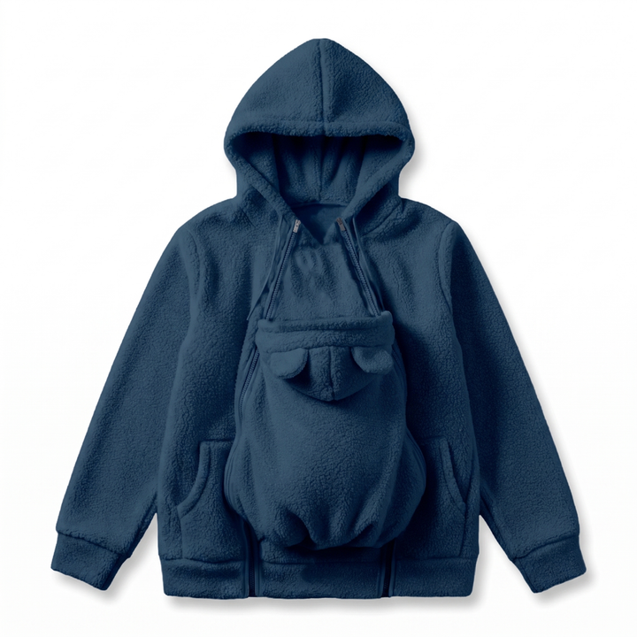 Gezellige sherpa-fleecehoodie met afneembaar ritsinzetstuk als babydrager