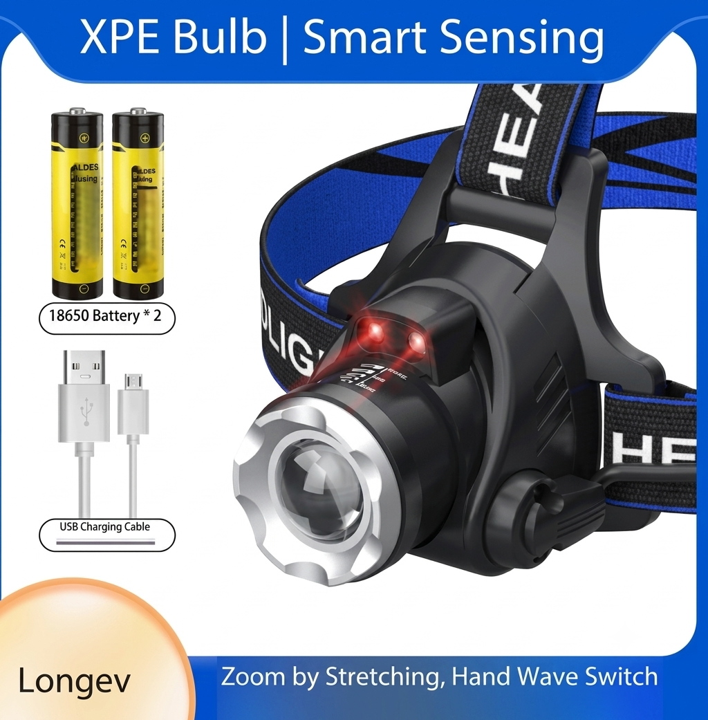 Hoofdlamp | Oplaadbare Waterdichte LED-Lamp met Zoom