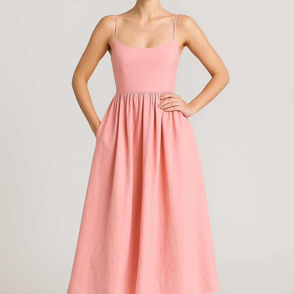 Jade – Elegante Spaghettibandjes Jurk met Ronde Hals
