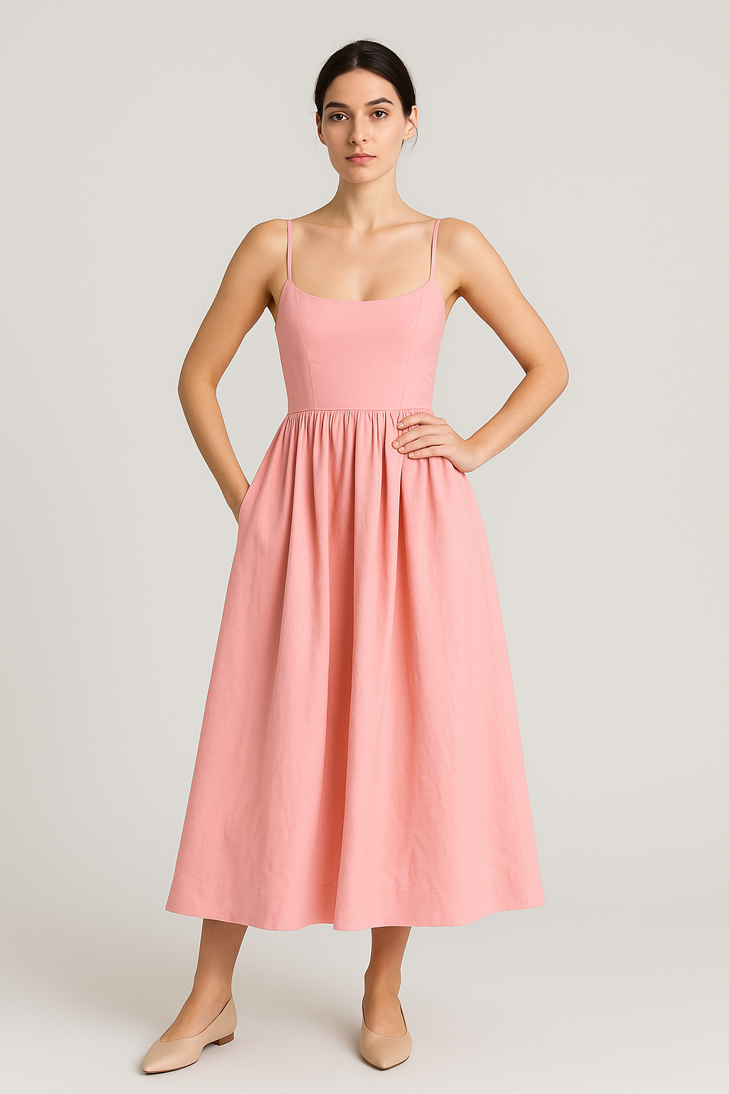 Jade – Elegante Spaghettibandjes Jurk met Ronde Hals