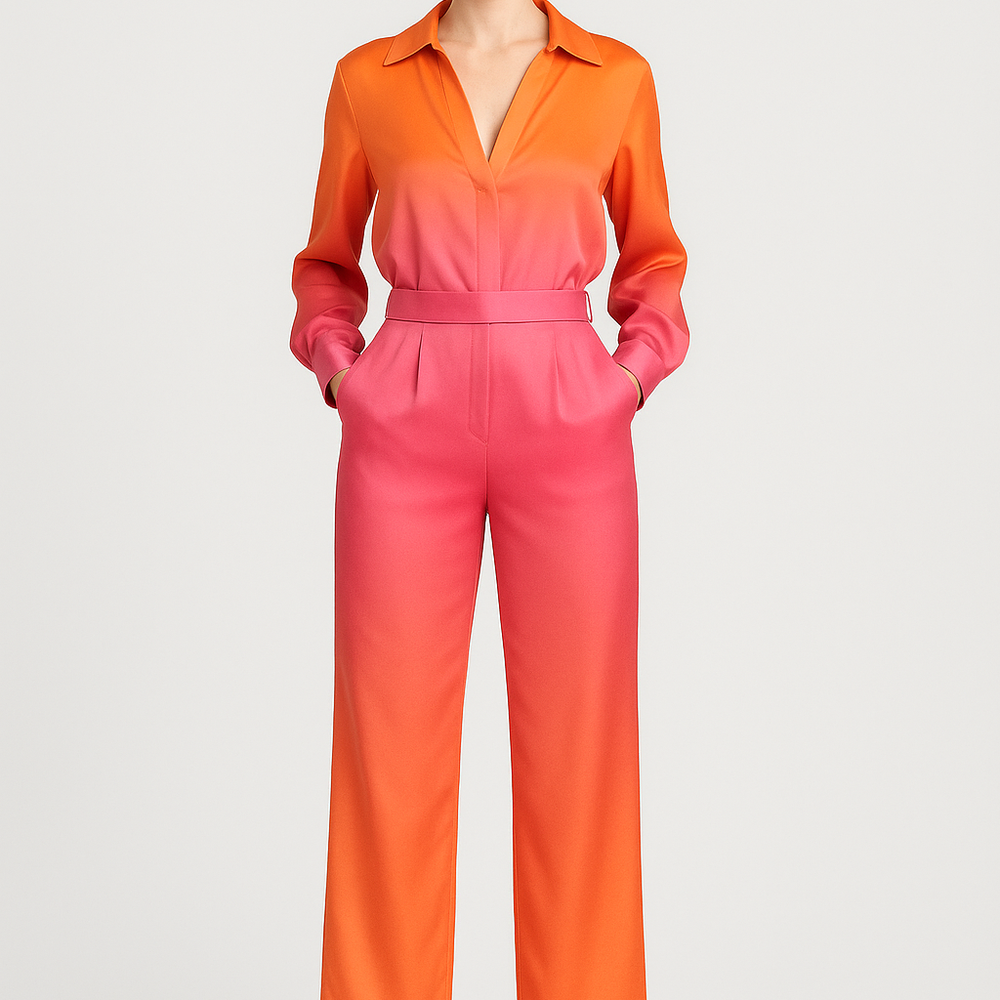 Jalisa – Zomerse Tweedelige Set met Pofmouwen en Rechte Broek