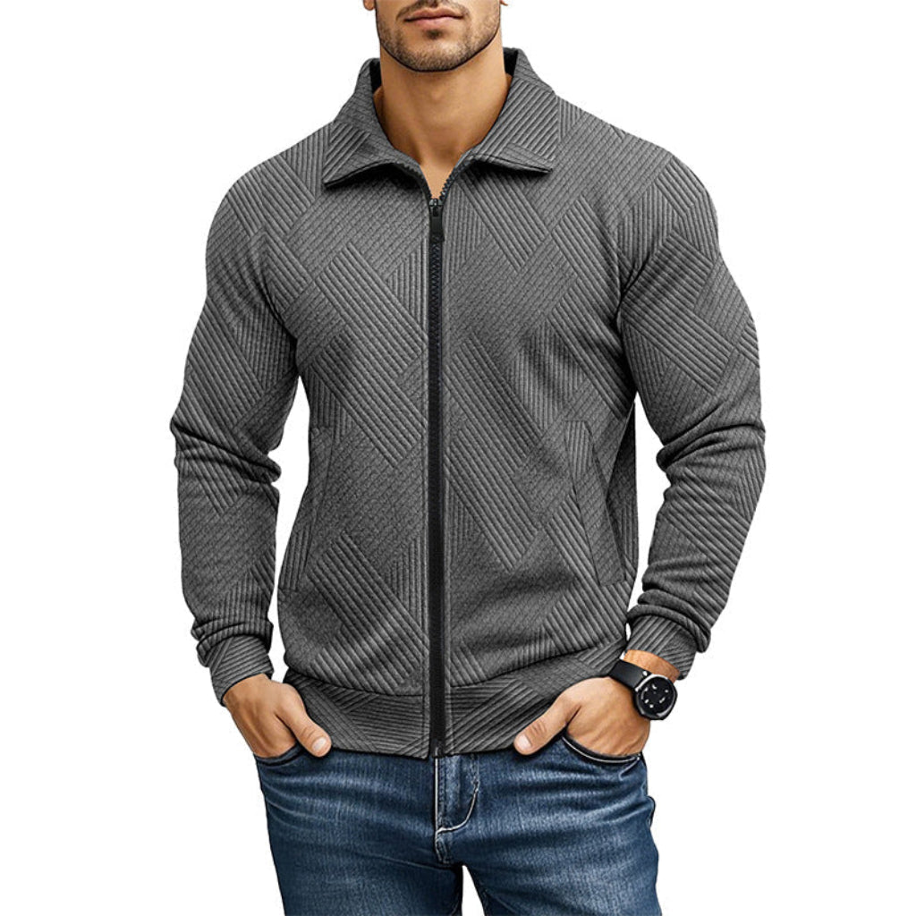 Comfortabele Vest met Geribd Textuurpatroon en Rits voor Heren — afbeelding 4