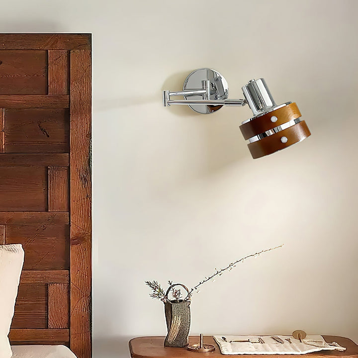 Flare Wandlamp Chroom Hout Mid-Century