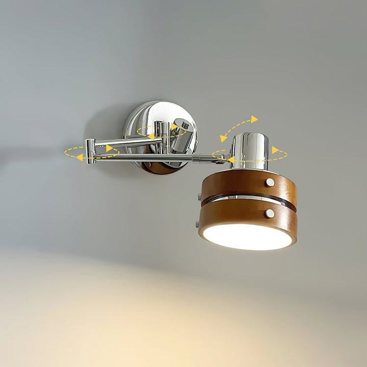 Flare Wandlamp Chroom Hout Mid-Century