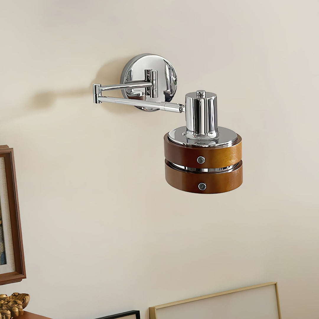 Flare Wandlamp Chroom Hout Mid-Century