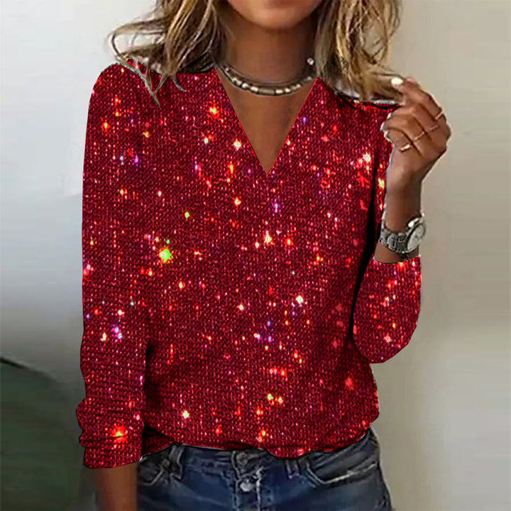 Blouse met V-hals en lange mouwen - Lana