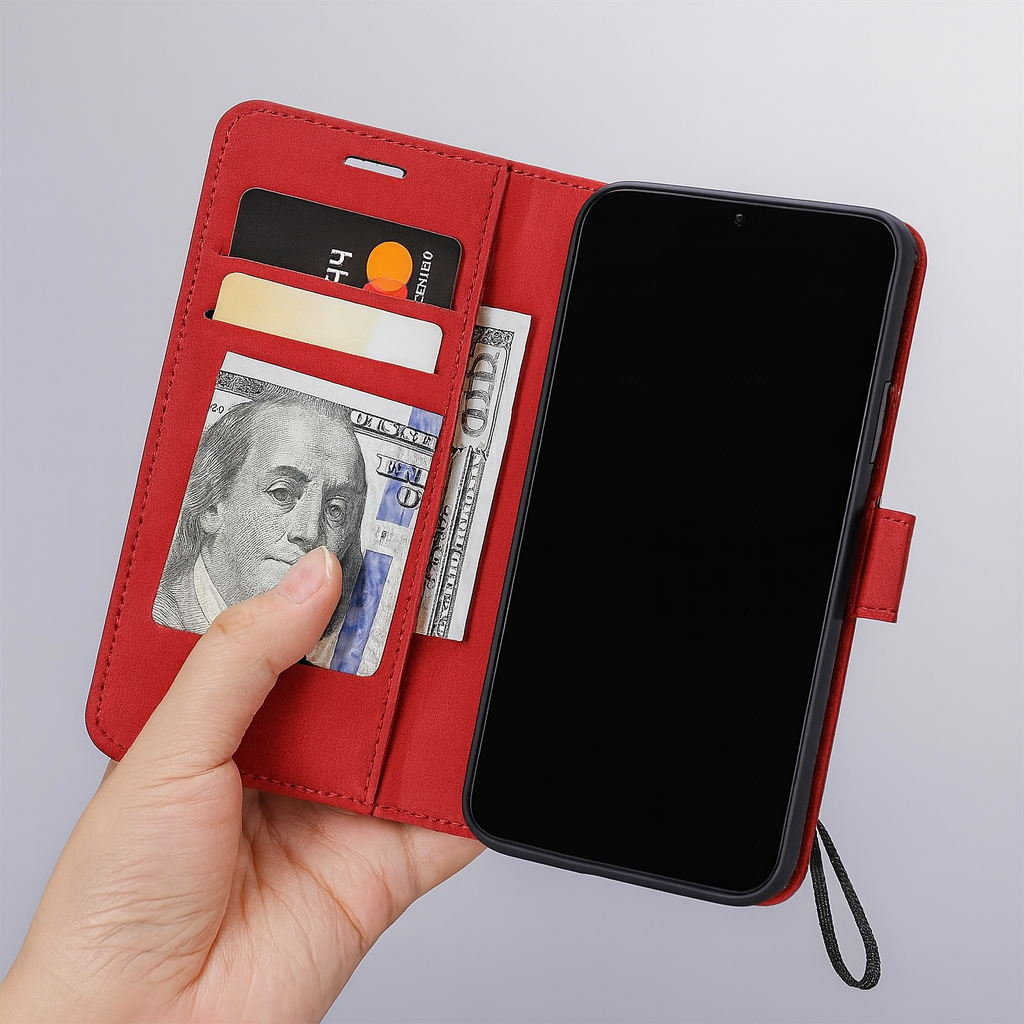 Opvouwbare Lederen Hoes voor Smartphone