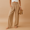 Elegante Linnen Damesbroek met Hoge Taille en Elastische Tailleband
