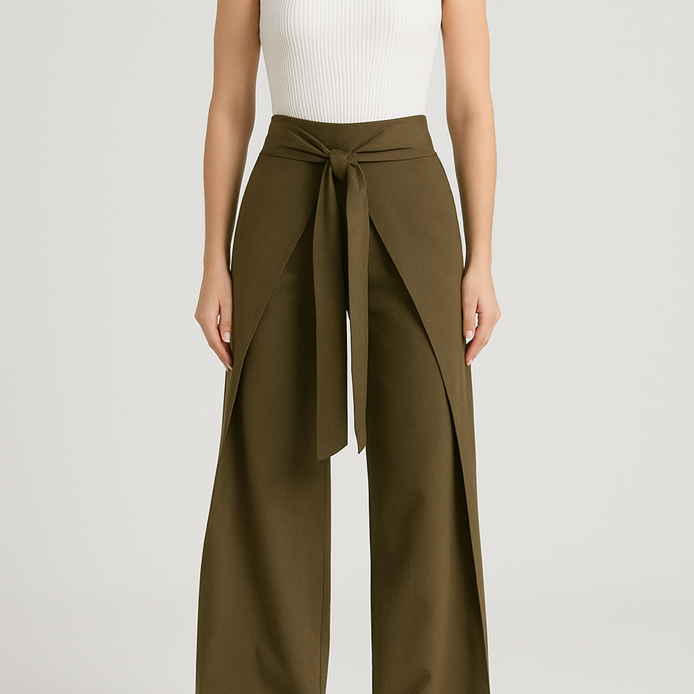 Linovera – Wijde Linnen Broek met Overslag - SkinzLine