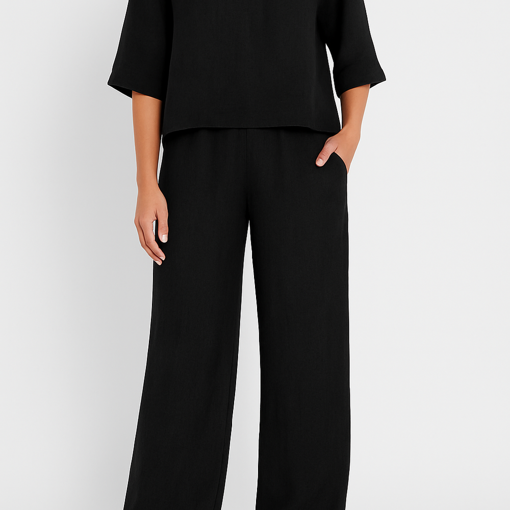 
                  
                    Livia – Luchtig Katoen-Linnen Pak met Top en Hoge Taille Broek
                  
                
