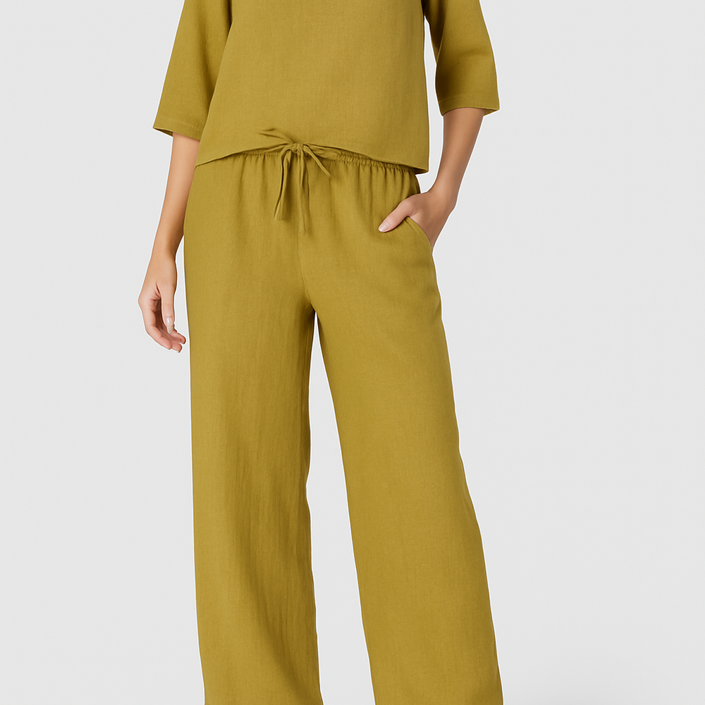 
                  
                    Livia – Luchtig Katoen-Linnen Pak met Top en Hoge Taille Broek
                  
                