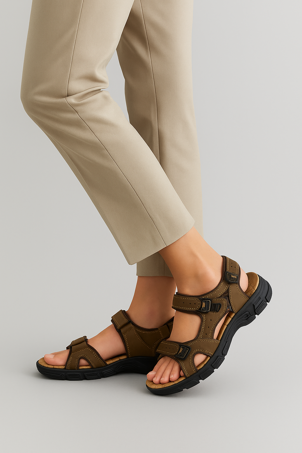 Lunavo – Ergonomische Comfortsandalen met Dubbele Gesp en Verstevigde Zool - SkinzLine