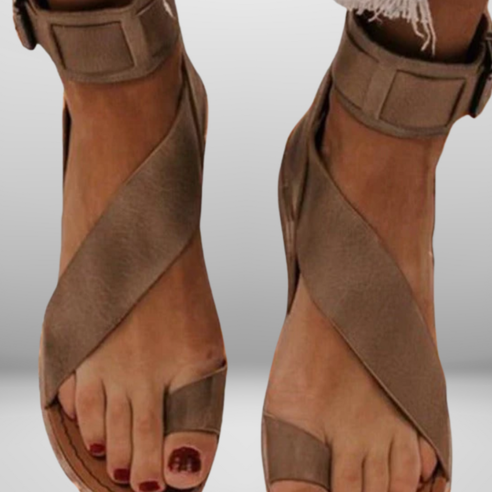 Luvessa – Elegante Sandalen met Enkelband en Minimalistisch Kruisdesign