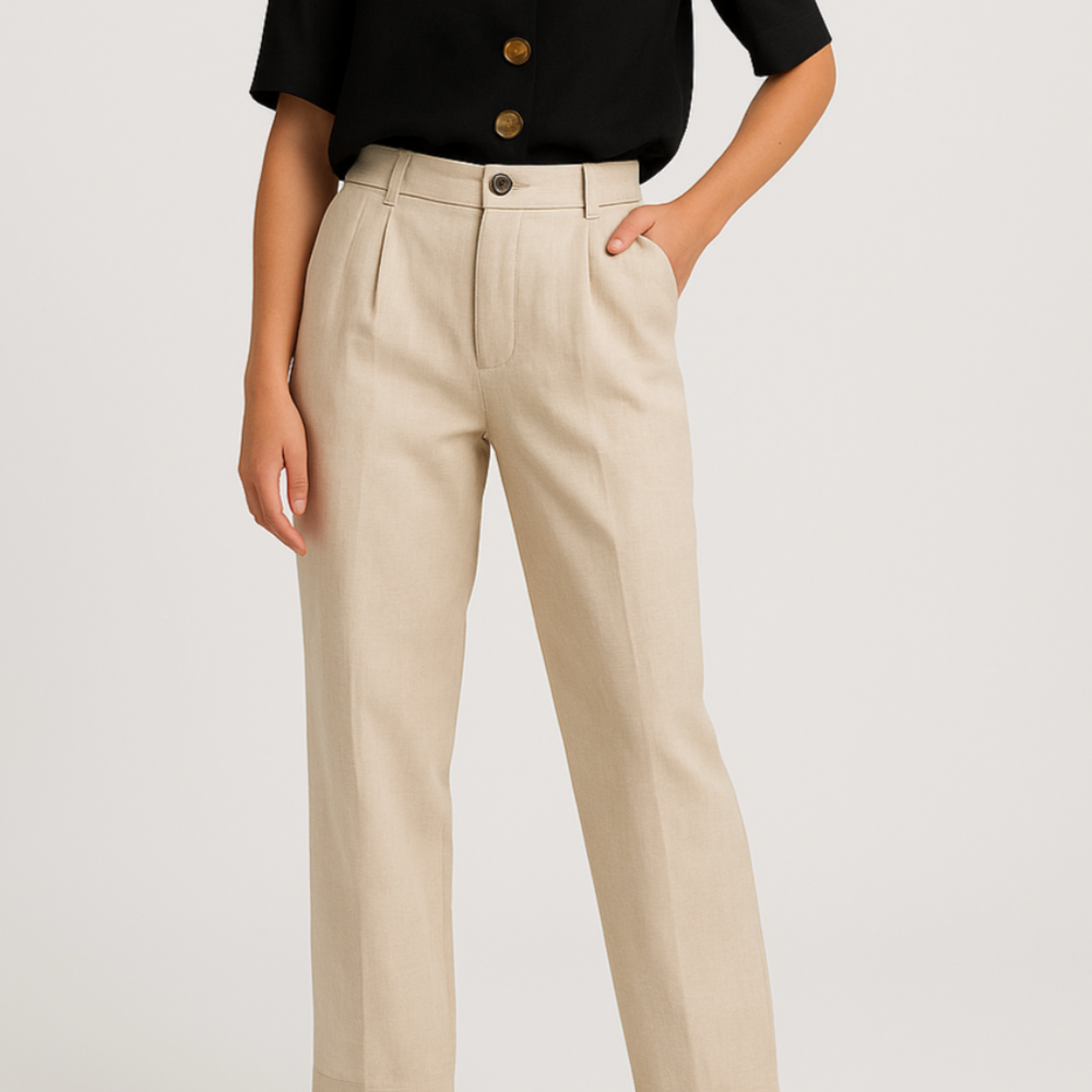 
                  
                    Maeva – Witte Linnen Blouse met Gouden Knopen en Relaxte Pasvorm
                  
                
