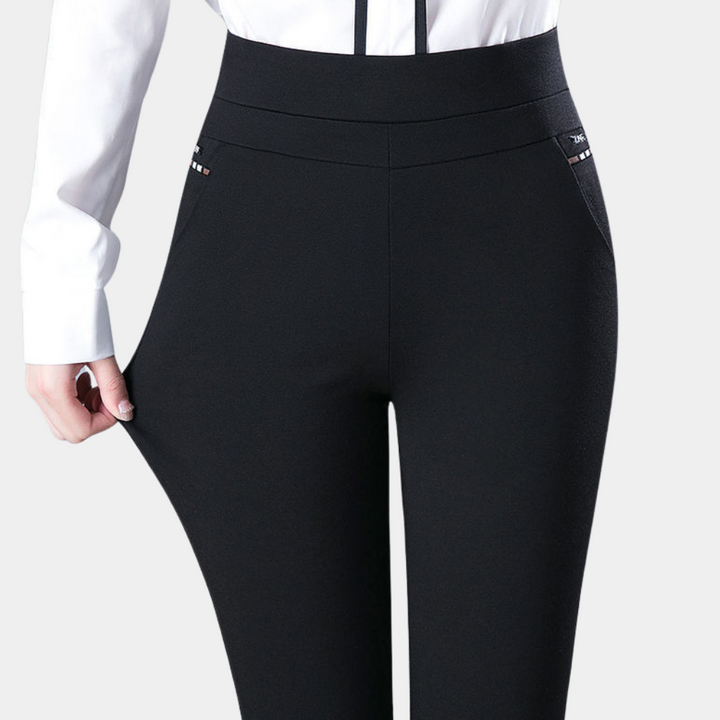 Comfortabele dames stretch broek met hoge taille