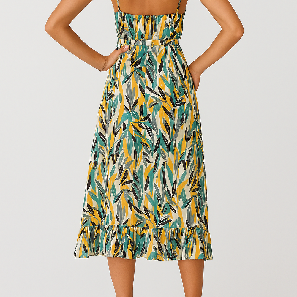 
                  
                    Marlie – Zomerse Midi Jurk met V-Hals en Mouwloos Design
                  
                