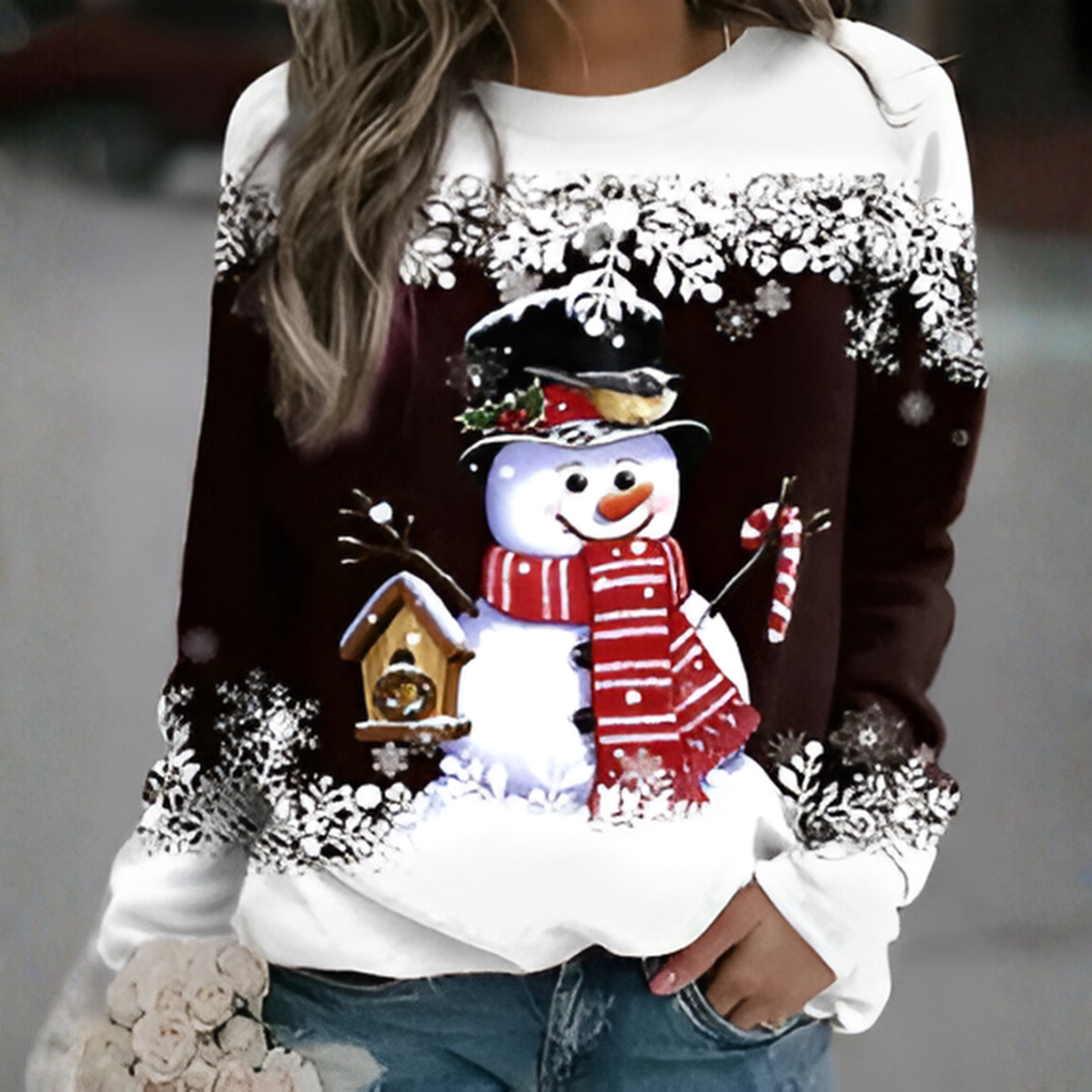 Dames kerst sweatshirt met sneeuwvlokprint