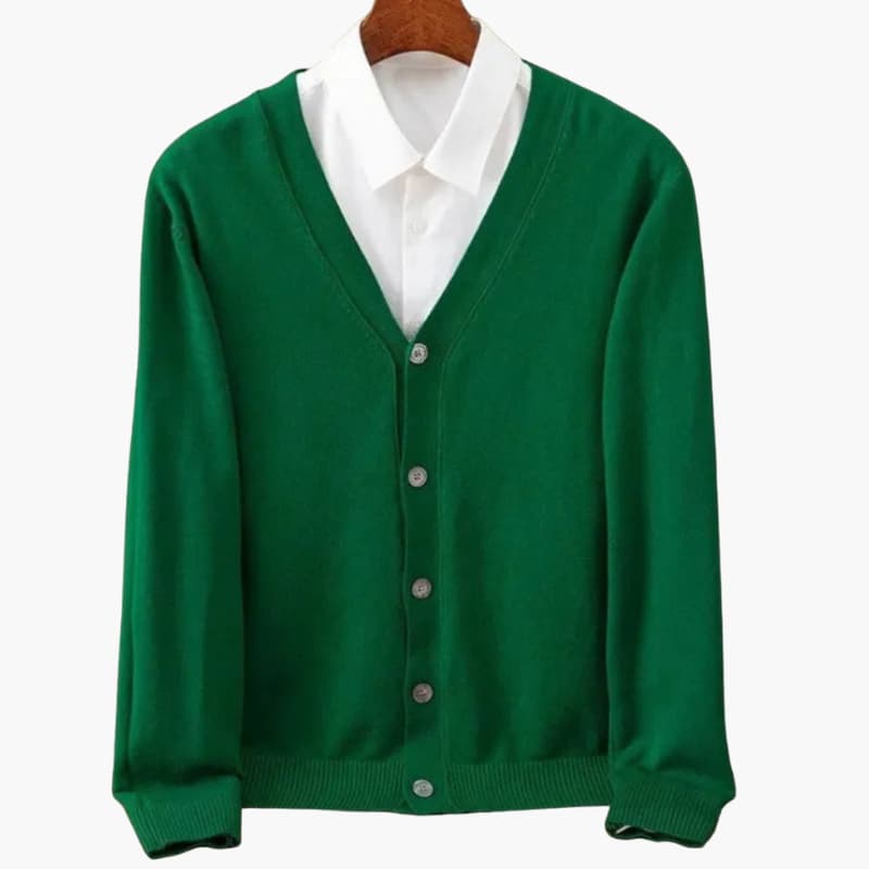 Heren V-Hals Knopen-Voorkant Cardigan – Klassieke Gebreide Laag