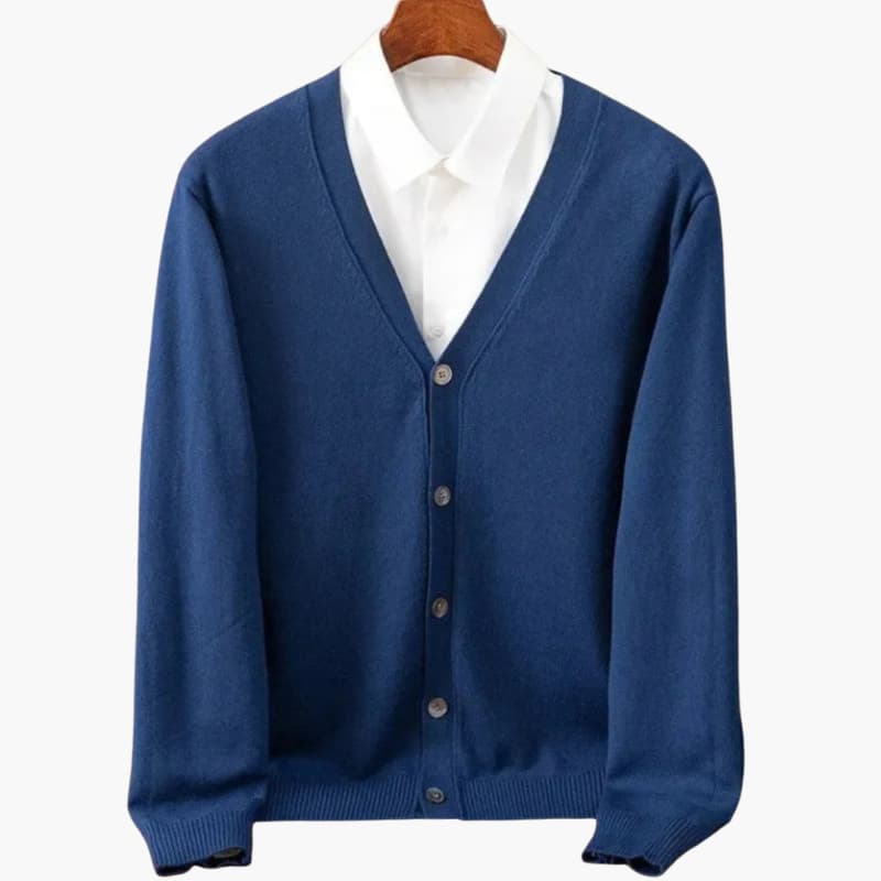Heren V-Hals Knopen-Voorkant Cardigan – Klassieke Gebreide Laag