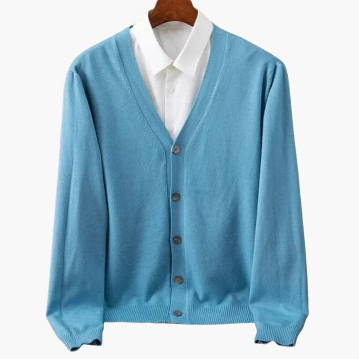 Heren V-Hals Knopen-Voorkant Cardigan – Klassieke Gebreide Laag
