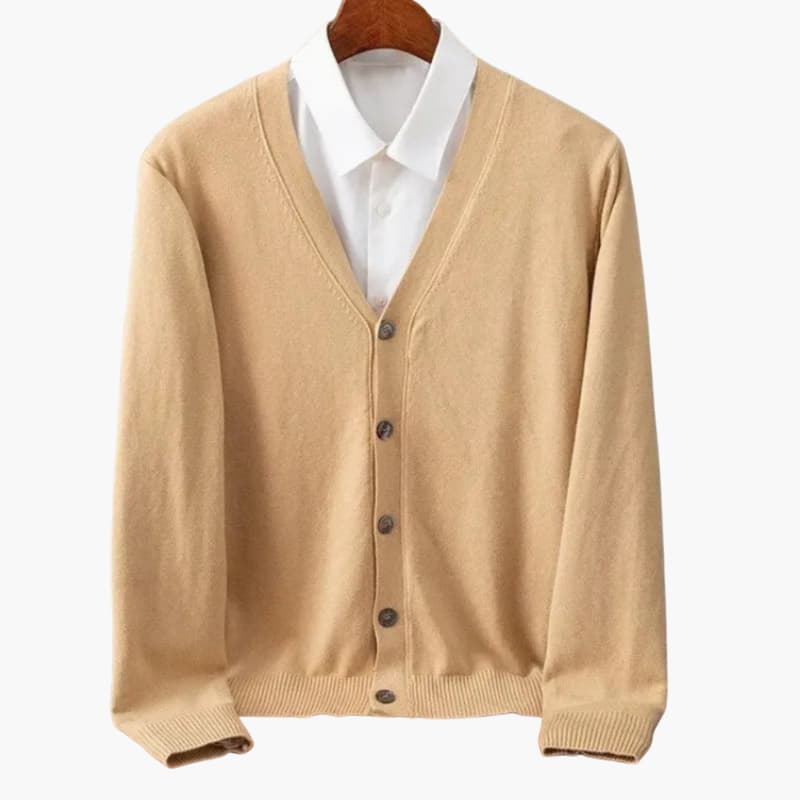 Heren V-Hals Knopen-Voorkant Cardigan – Klassieke Gebreide Laag