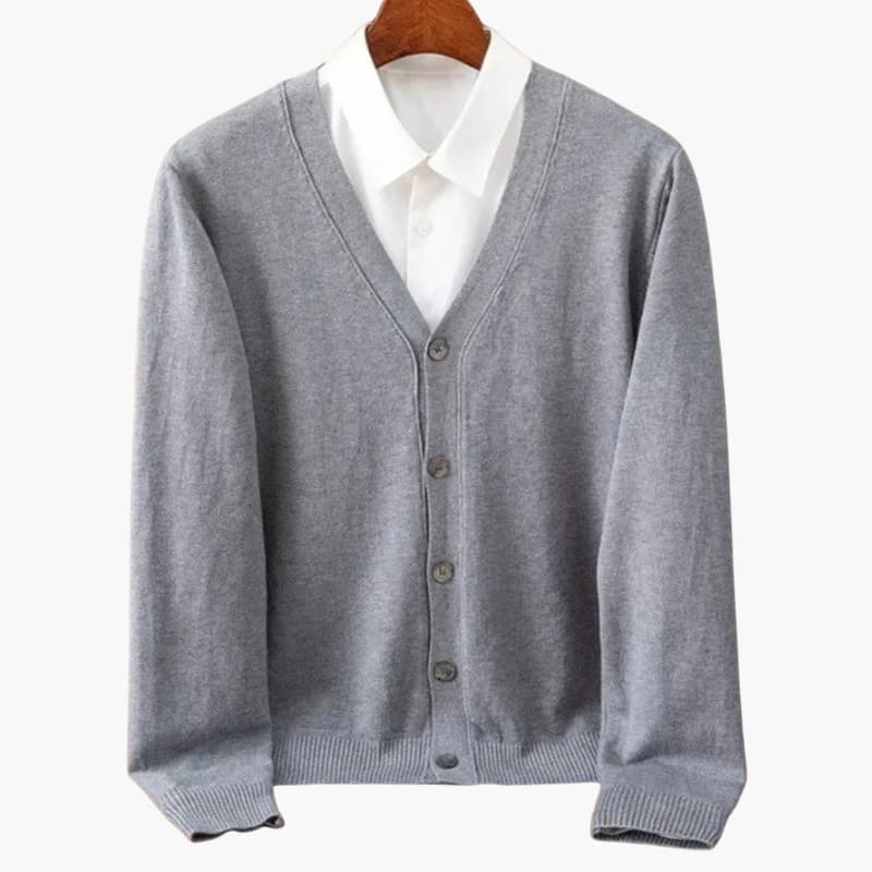 Heren V-Hals Knopen-Voorkant Cardigan – Klassieke Gebreide Laag