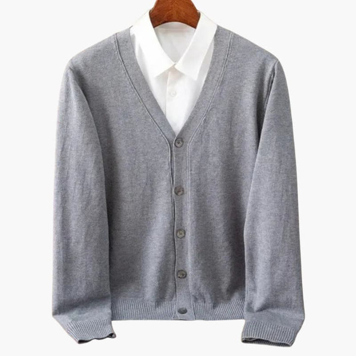 Heren V-Hals Knopen-Voorkant Cardigan – Klassieke Gebreide Laag