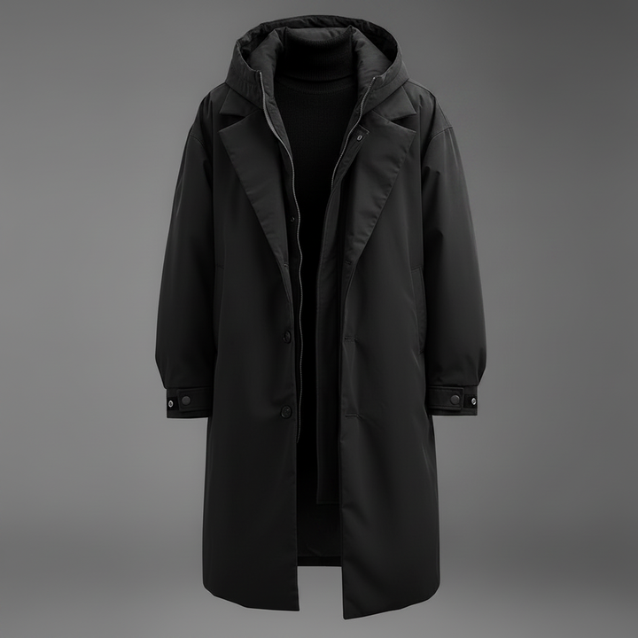 Waterdichte heren trenchcoat met capuchon, lange regenjas voor stad en reis