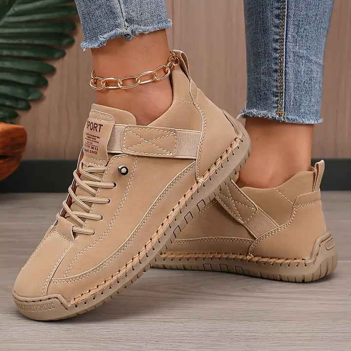 Comfortabele Lichtgewicht en Ademend Leren Sneakers voor Dames