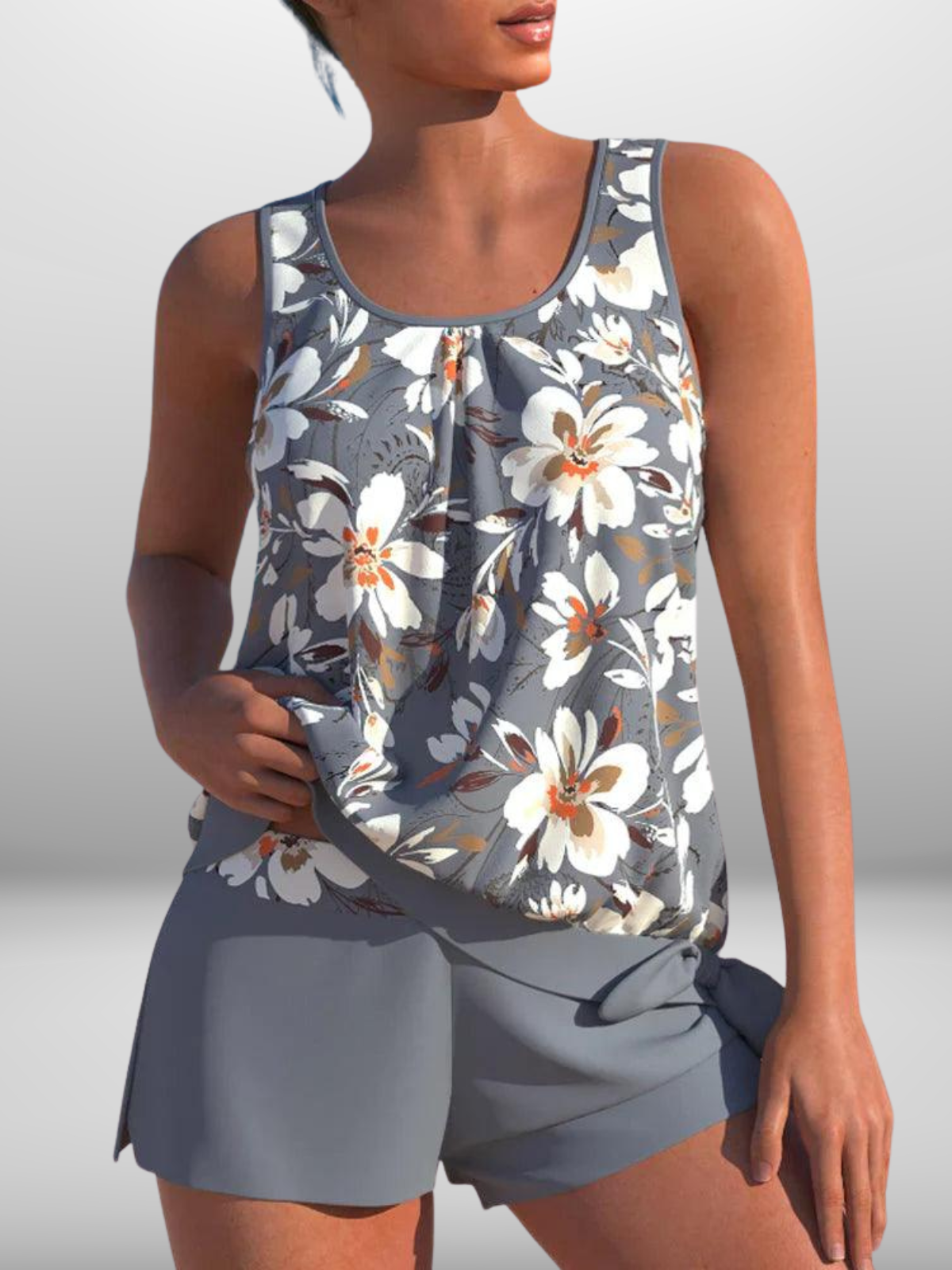 Miravea – Bloemenprint Tankini Top met Losse Pasvorm en Verstelbare Bandjes
