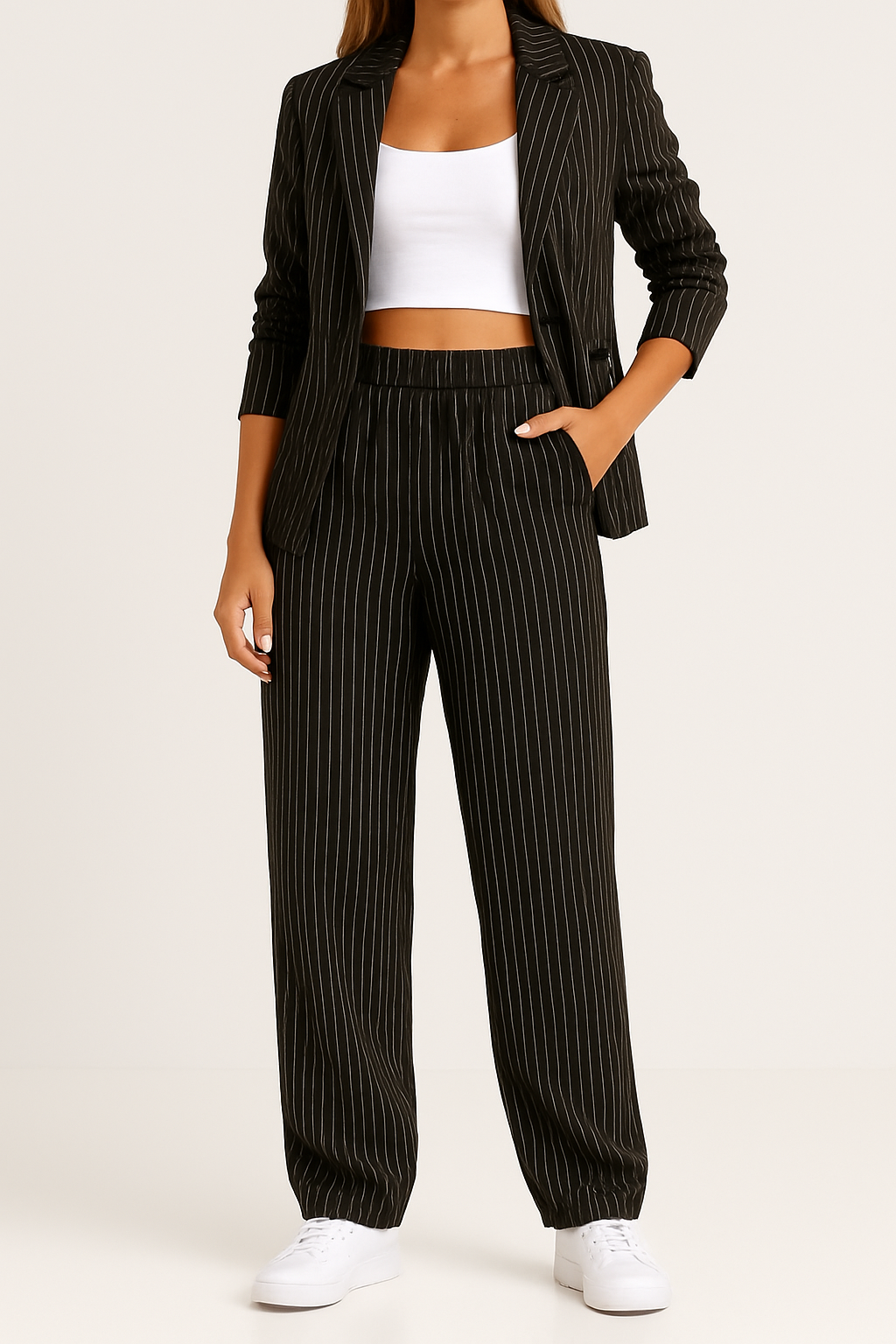 Mirevra – Striped Loungeset met Top en Wijde Broek - SkinzLine