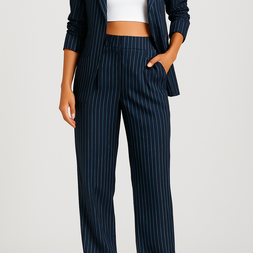 
                  
                    Mirevra – Striped Loungeset met Top en Wijde Broek - SkinzLine
                  
                