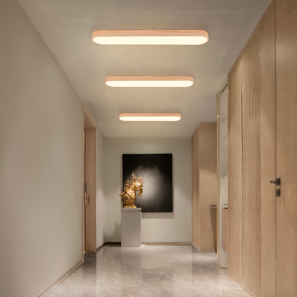 Ovale LED Plafondlamp Nordic Glow met Houten Accent