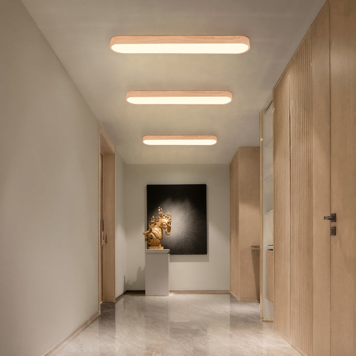 Ovale LED Plafondlamp Nordic Glow met Houten Accent