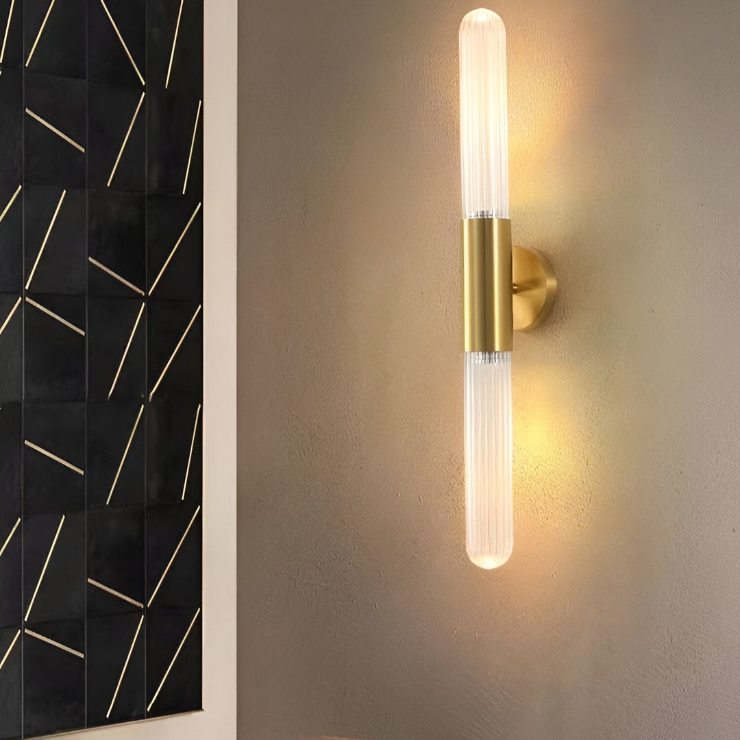 Nordic Wandlamp van Golfglas met LED, Messing, 1 Lichtpunt