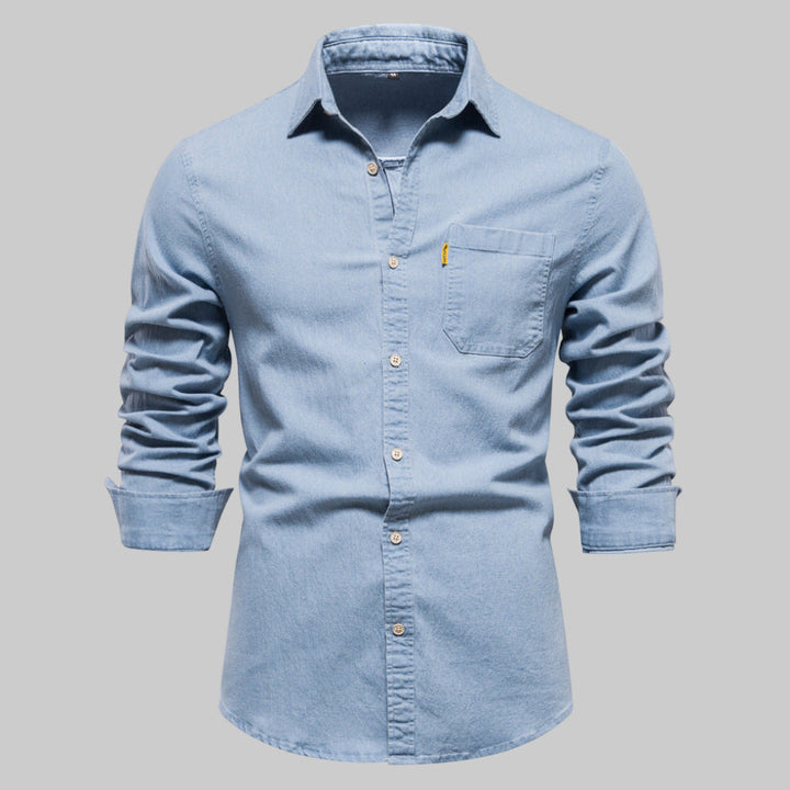 Heren denim overhemd met lange mouwen