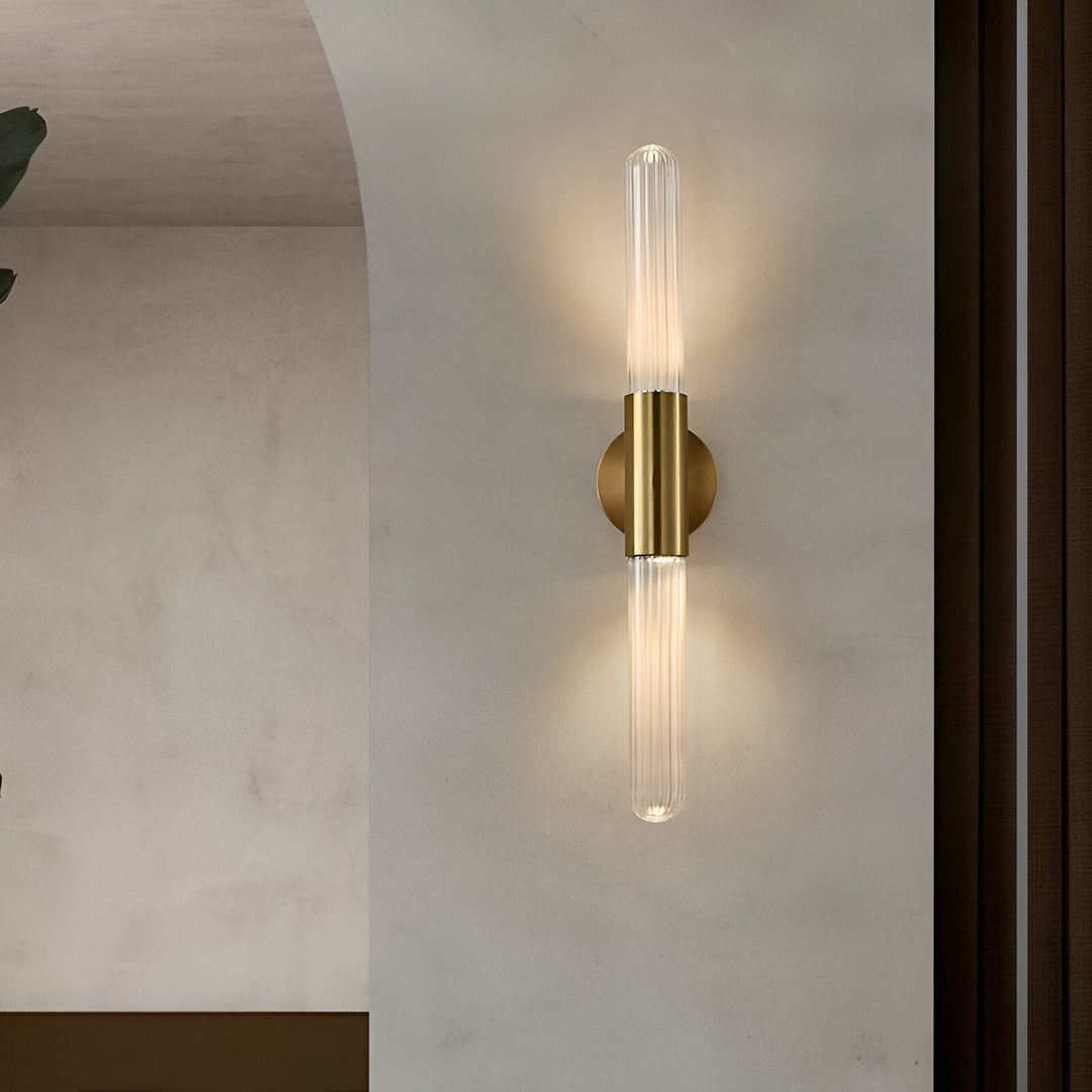 Nordic Wandlamp van Golfglas met LED, Messing, 1 Lichtpunt