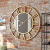 Grote Vintage Metalen Wandklok met Spiegel 39cm