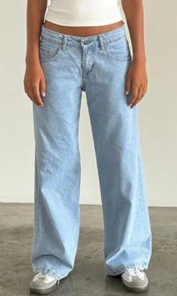 Low Rise Straight-Leg Dames Jeans met Vintage Wassing