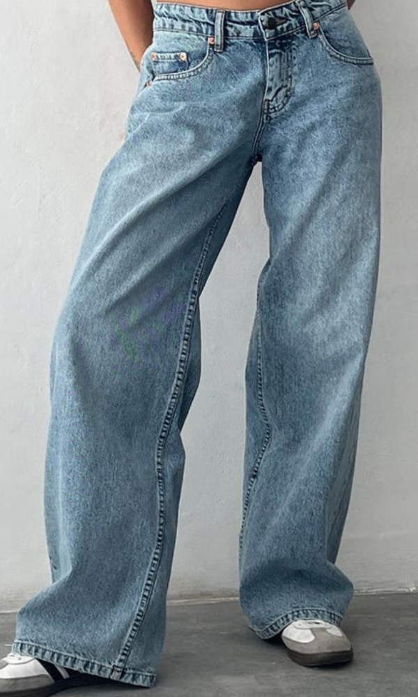 Low Rise Straight-Leg Dames Jeans met Vintage Wassing