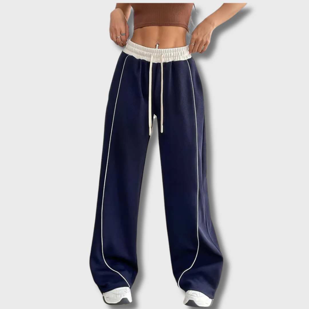 Stretchy joggingbroek met wijde pijpen