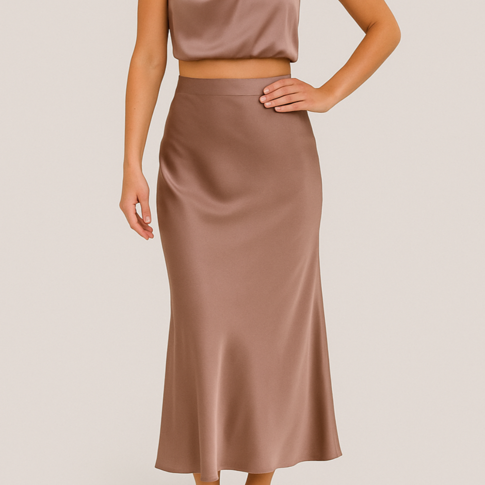
                  
                    Orielle – Luxe Satijnen Halterset met Maxi Rok en Open Rug
                  
                