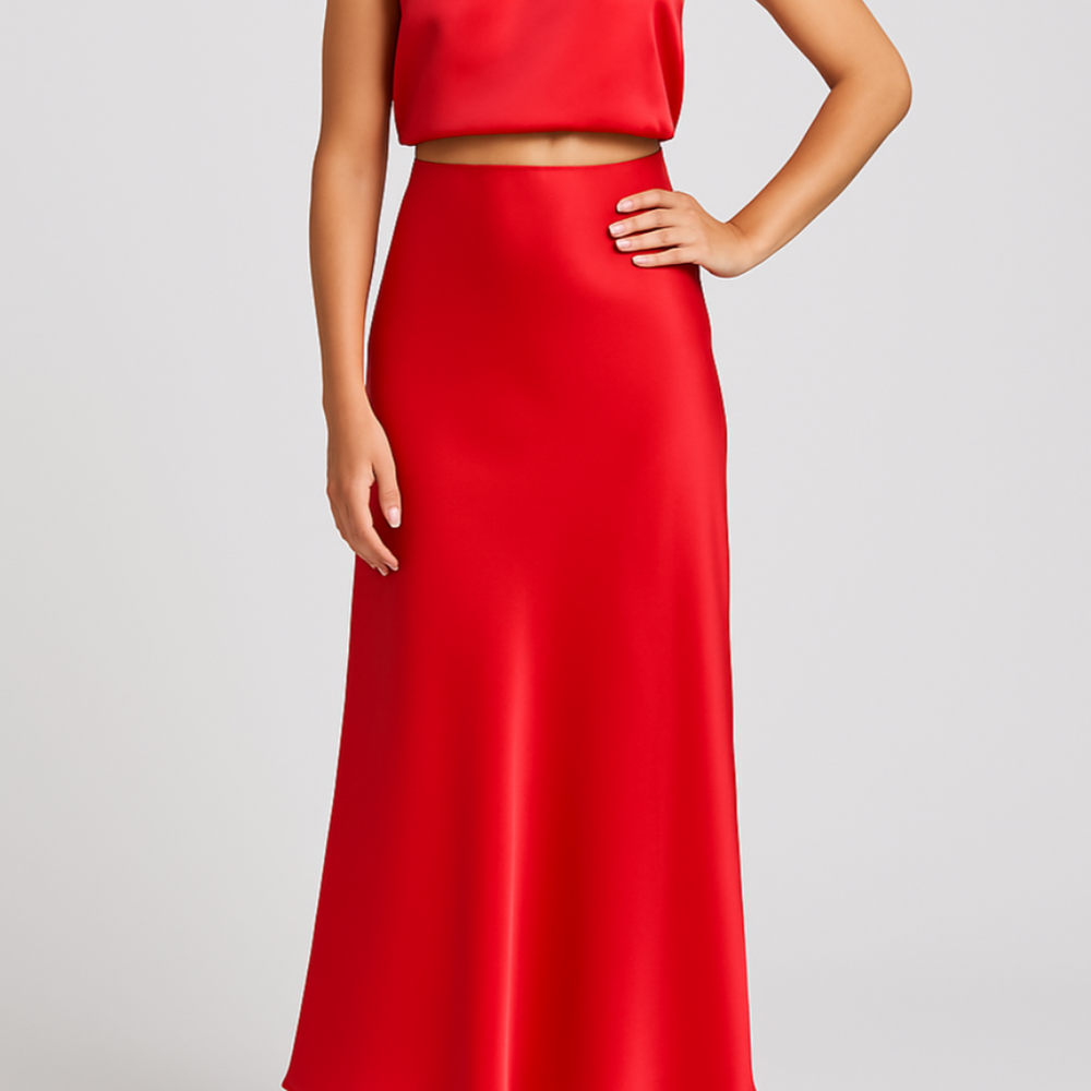 
                  
                    Orielle – Luxe Satijnen Halterset met Maxi Rok en Open Rug
                  
                