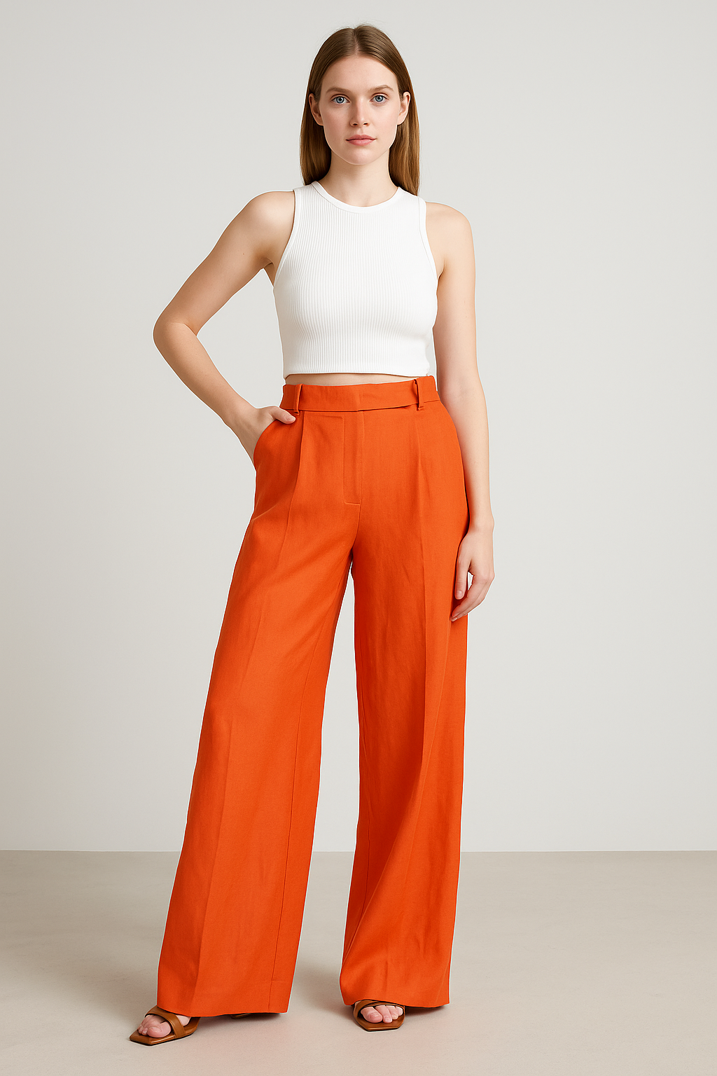 Pantaloria – Wijde Pantalon met Hoge Taille en Plooien - SkinzLine