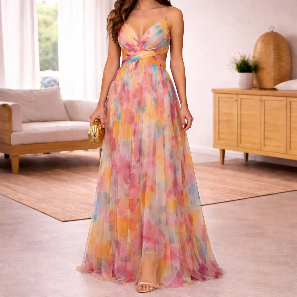 Maxi-jurk van mesh voor dames