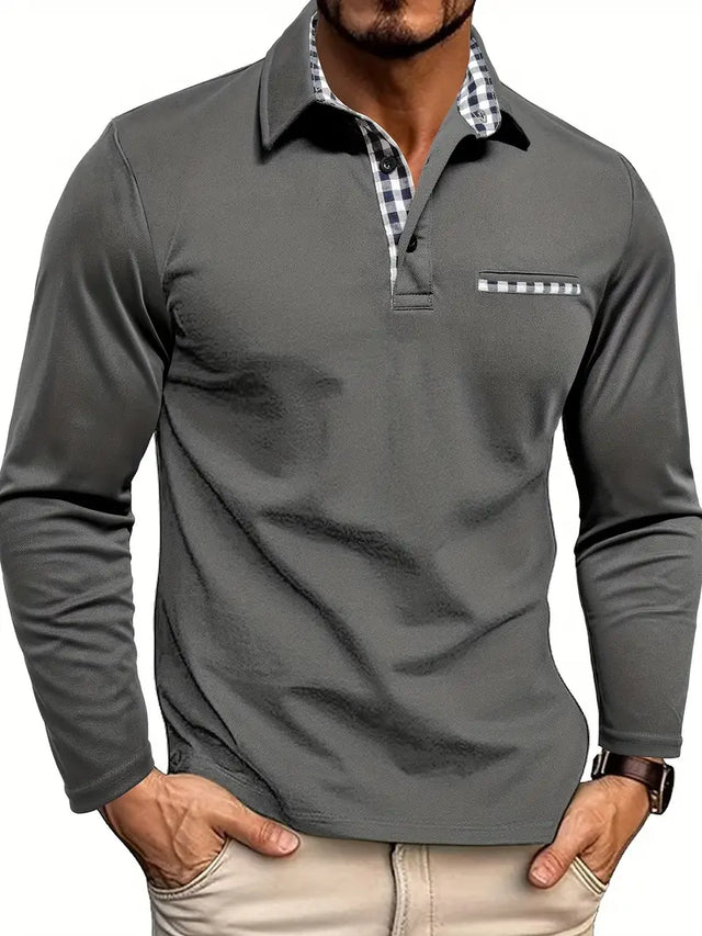 Herenpolo met lange mouwen | Smart casual comfort fit