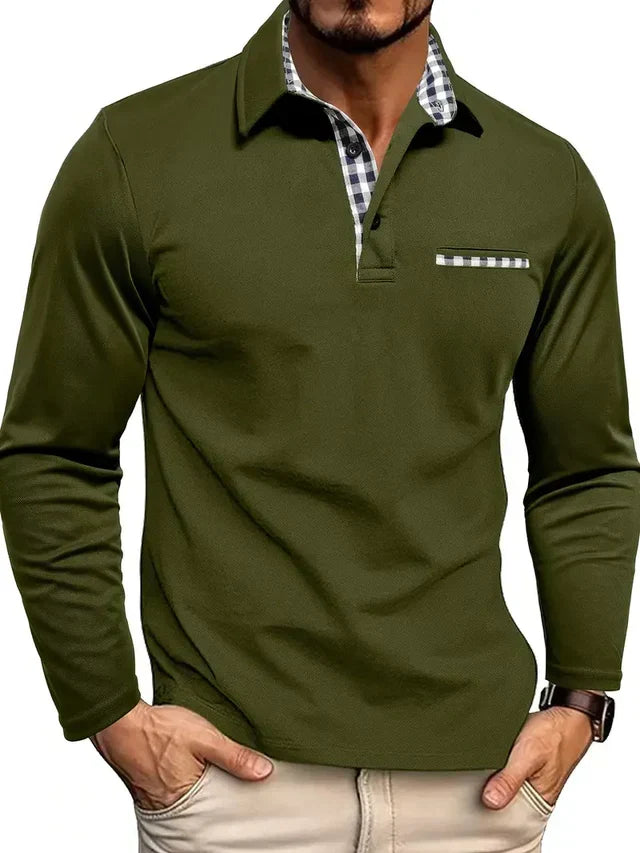 Herenpolo met lange mouwen | Smart casual comfort fit